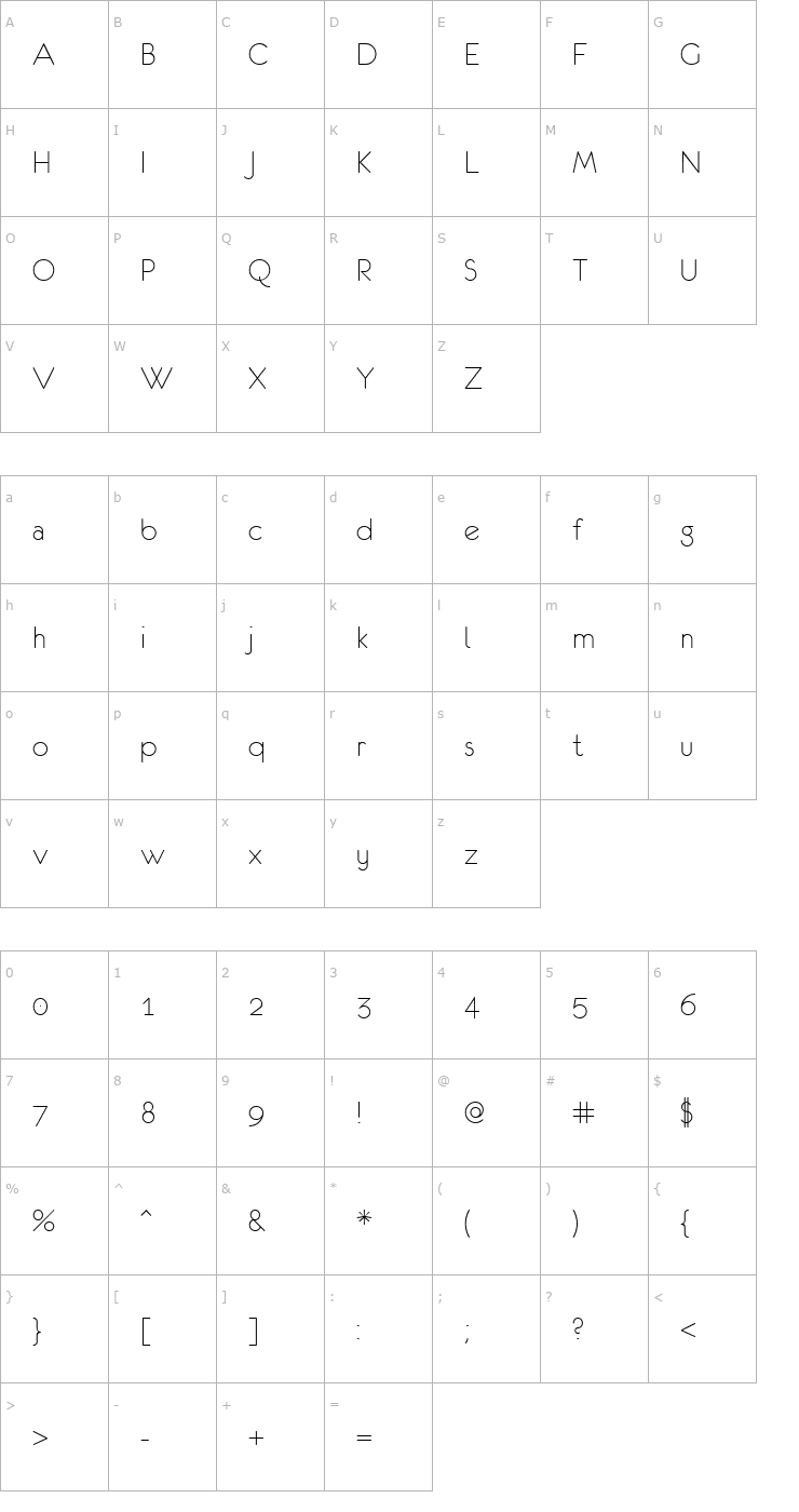 Character Map eurofurence light Font