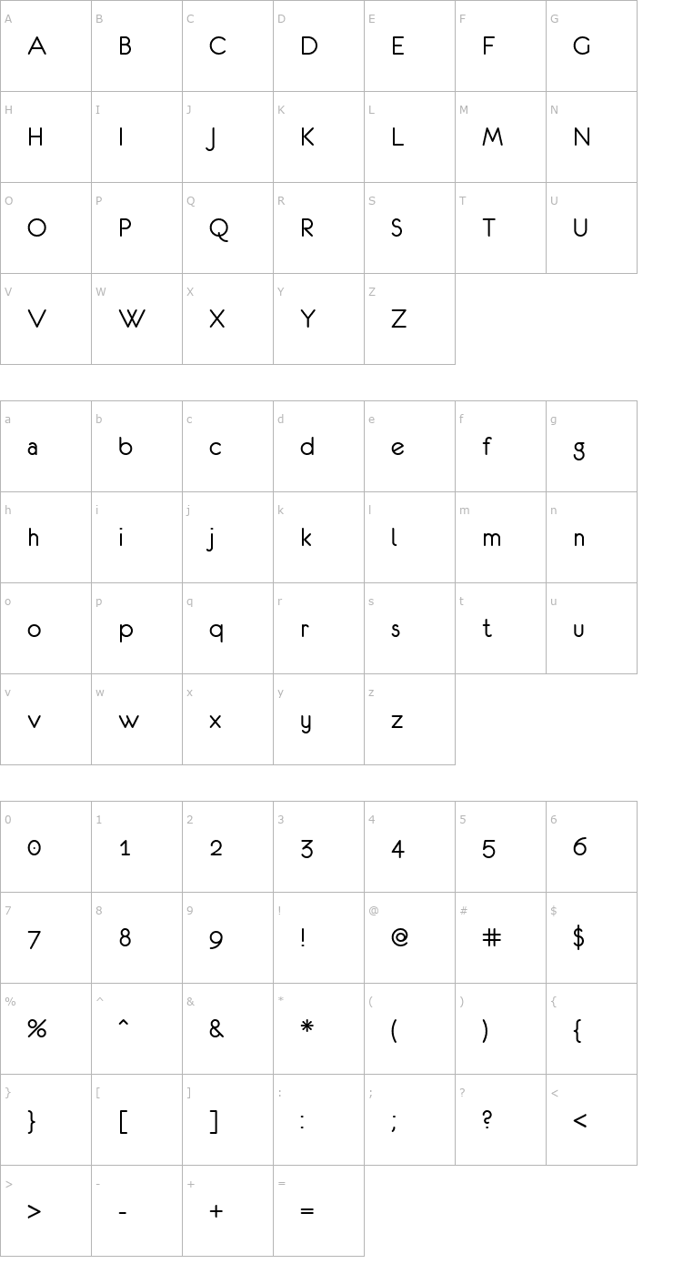 Character Map eurofurence regular Font