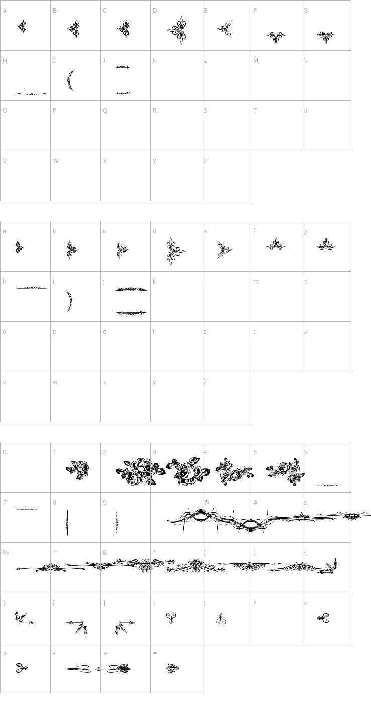 Character Map Eutemia Ornaments Font