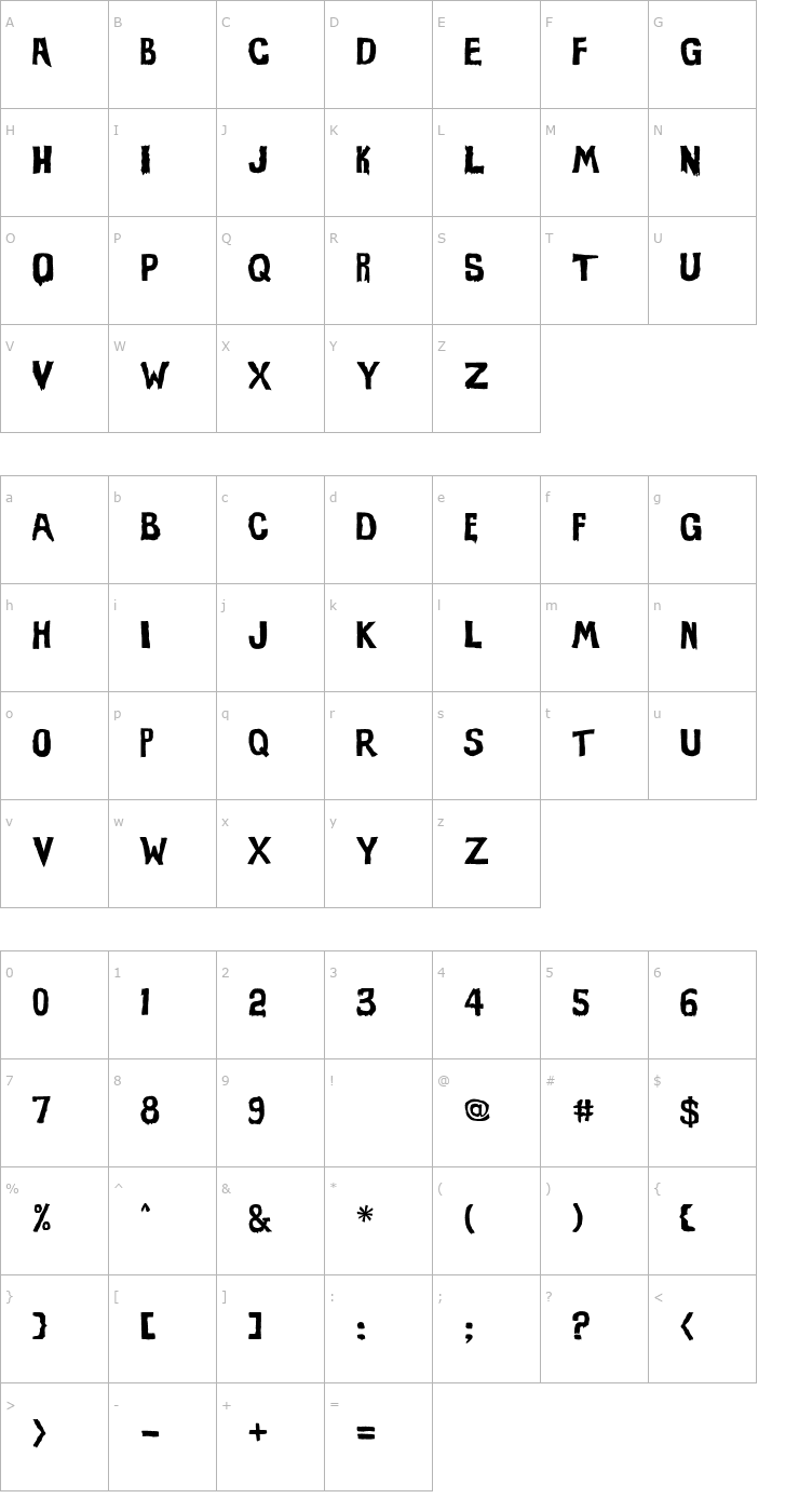 Character Map Evil Of Frankenstein Font