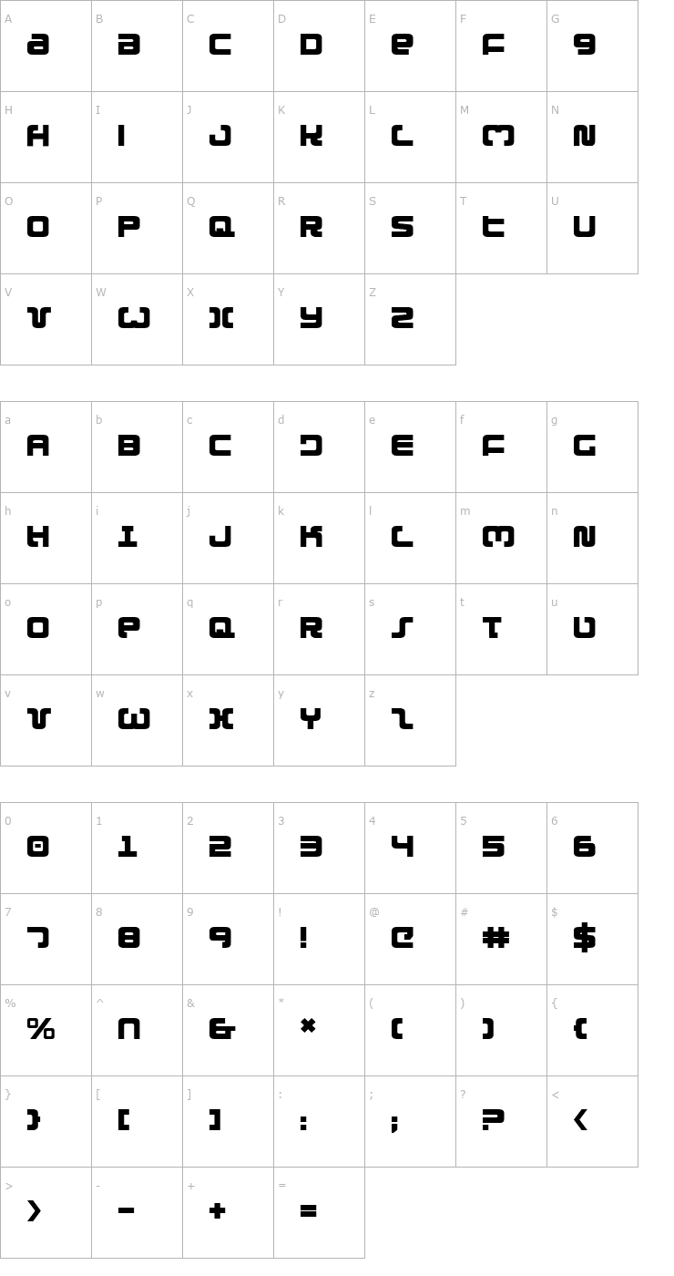 Character Map Exedore Font