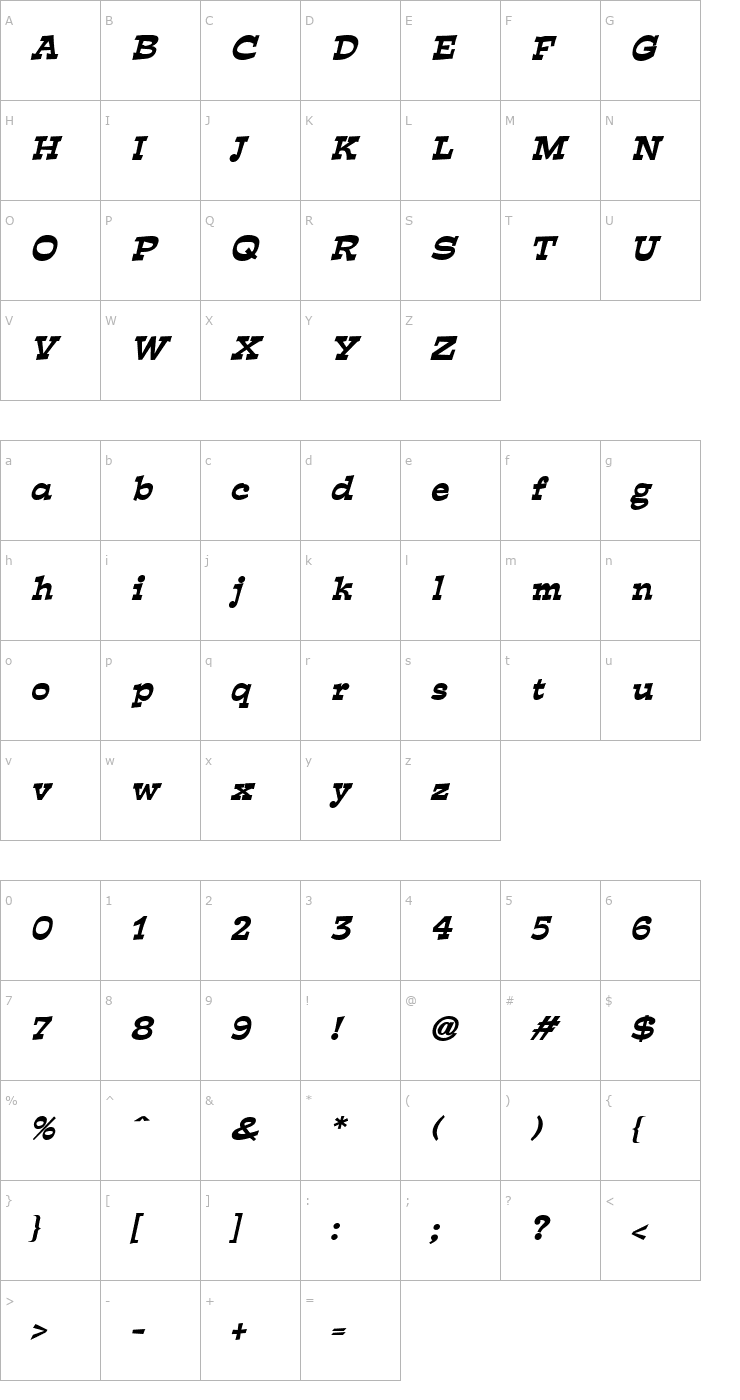 Character Map Expose BoldItalic Font