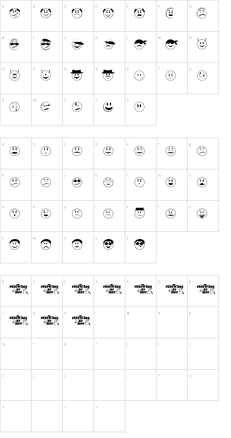 Character Map Expressionism JL Font