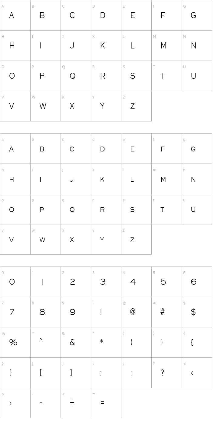 Character Map Eye glass Thin Normal Font