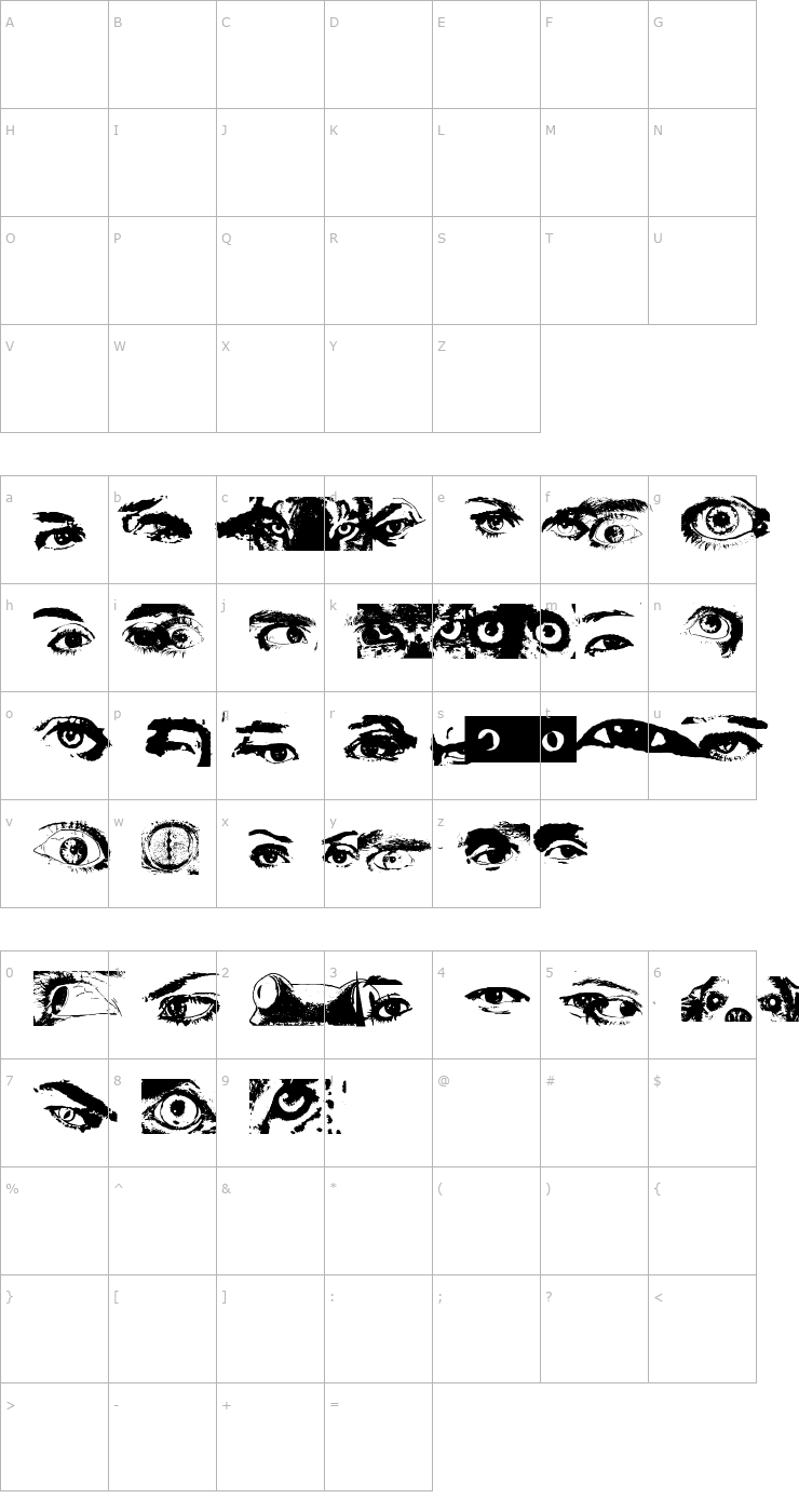 Character Map Eye Spy Font