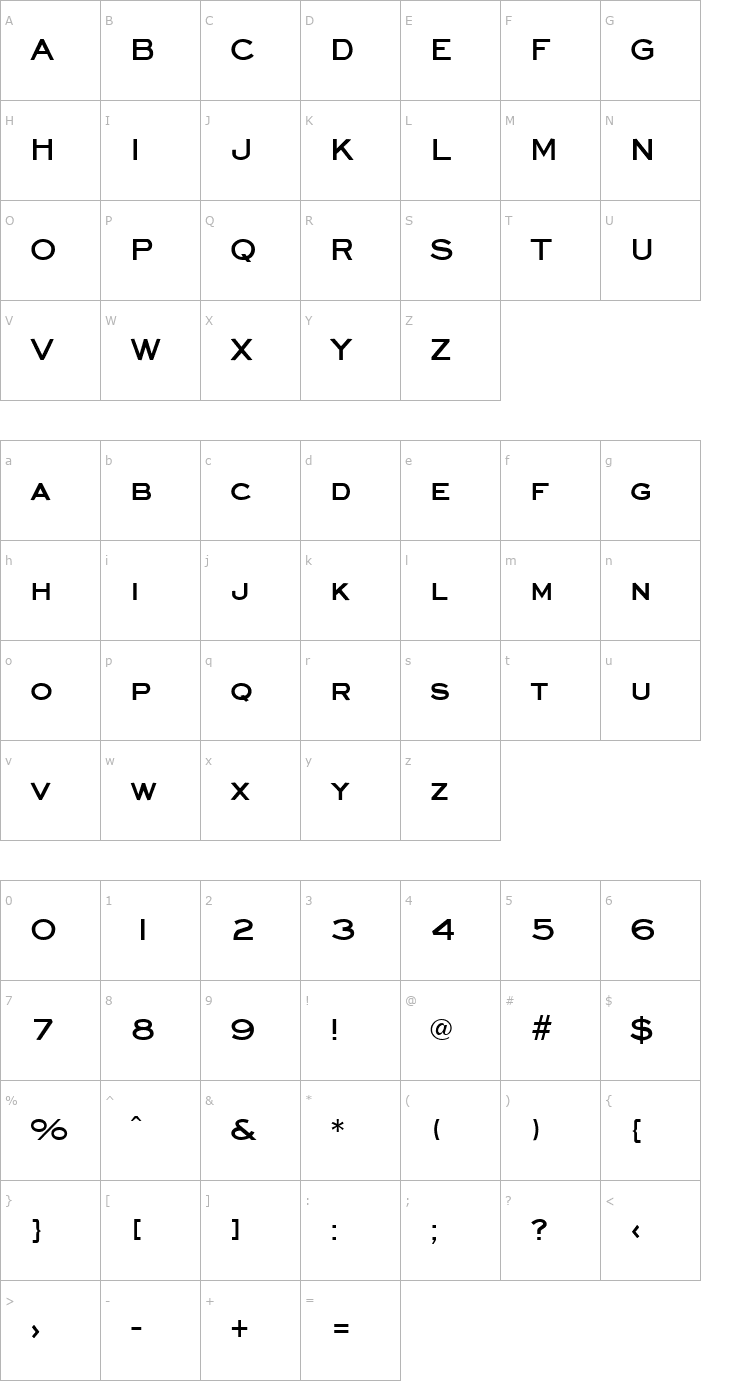 Character Map Eyechart Bold Font