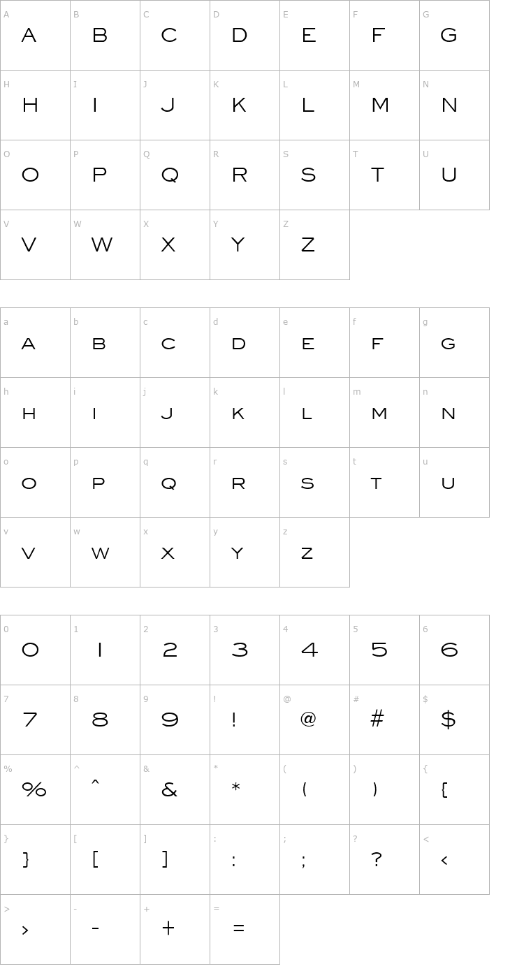 Character Map Eyechart Font