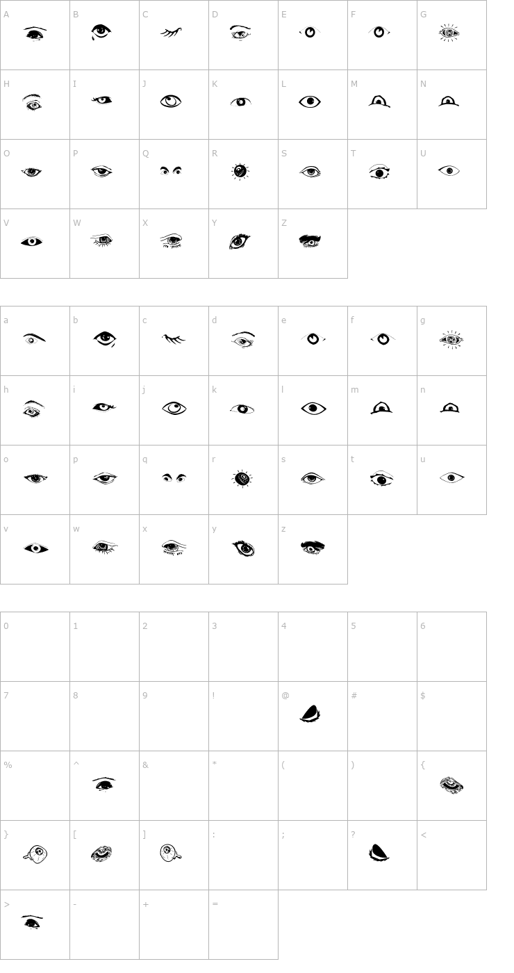 Character Map Eyes Font