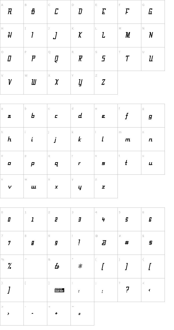 Character Map Fabian Font