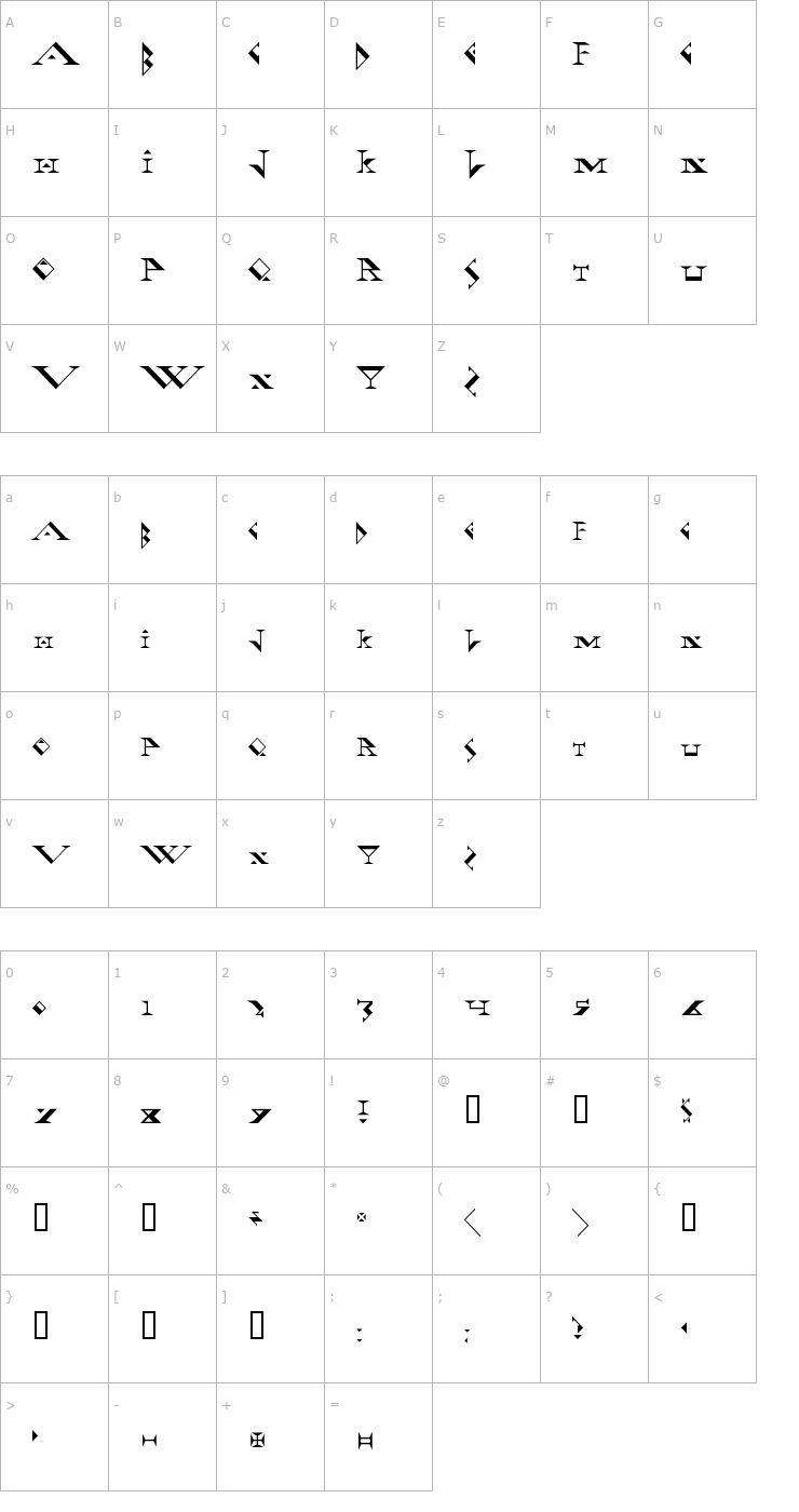 Character Map Fadgod Font