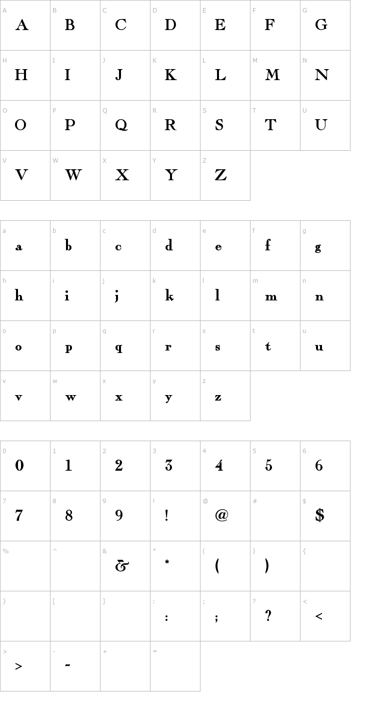 Character Map Fairfax Station Font