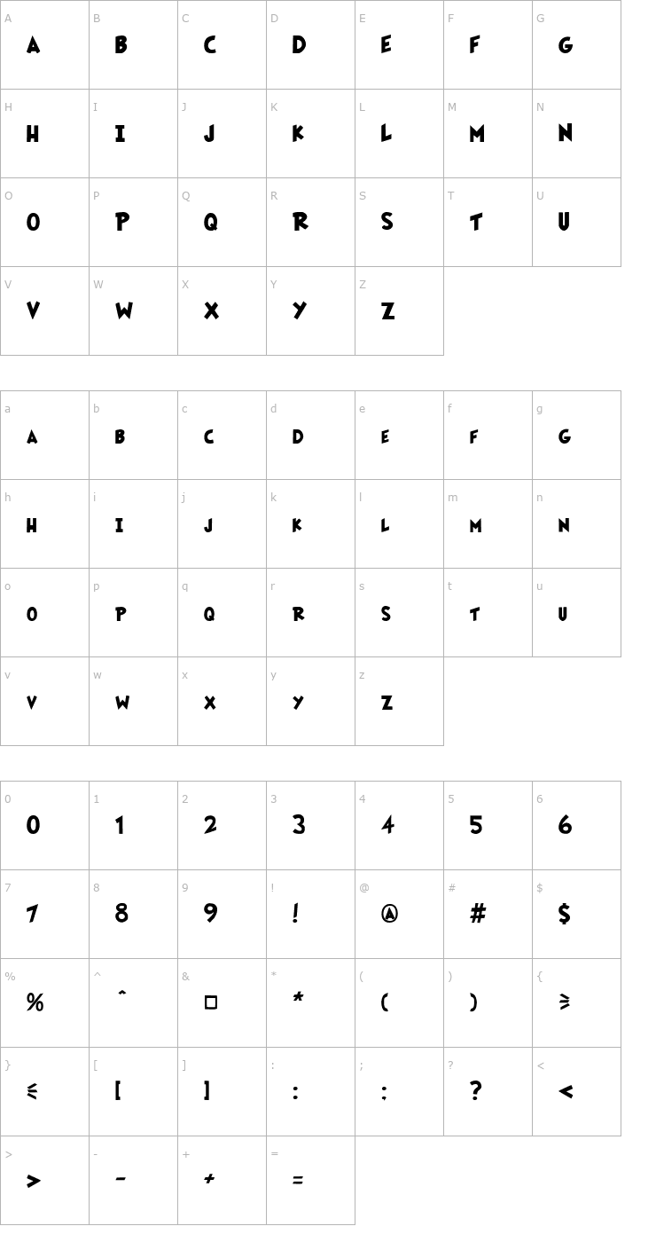 Character Map Fairly OddFont Font