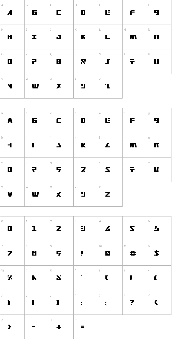 Character Map Falconhead Font