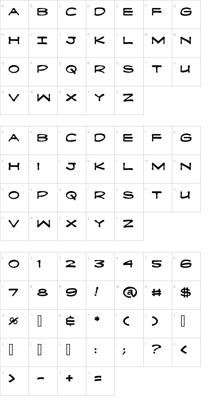 Character Map Fanboy Hardcore Font