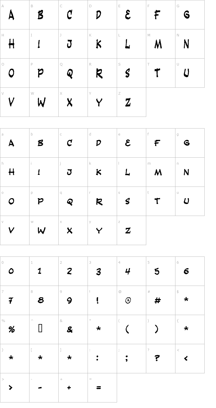 Character Map Fandango Font