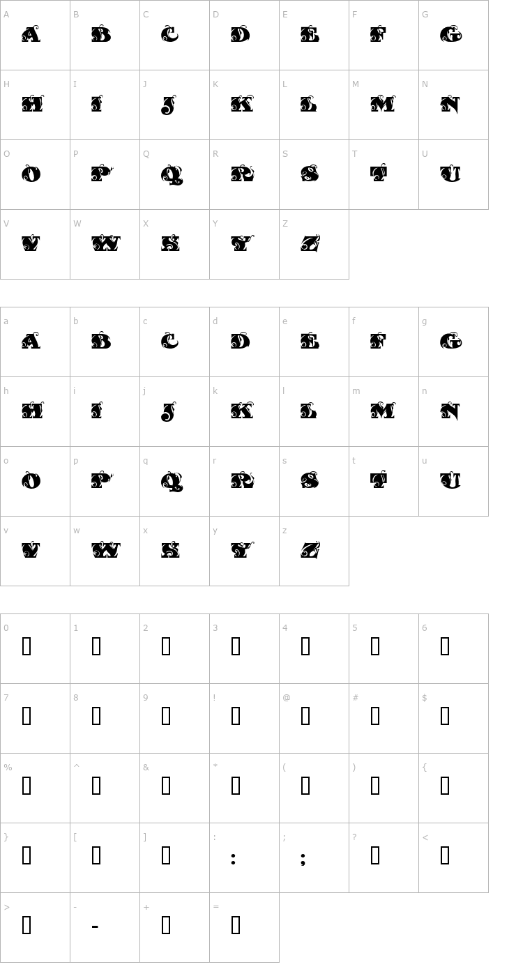 Character Map Fantastic MF Font