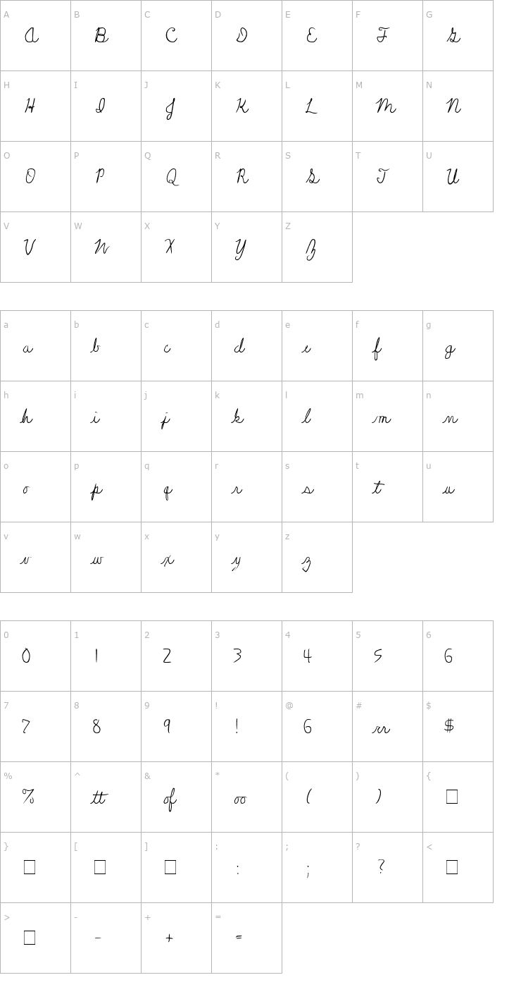 Character Map Farewell Font