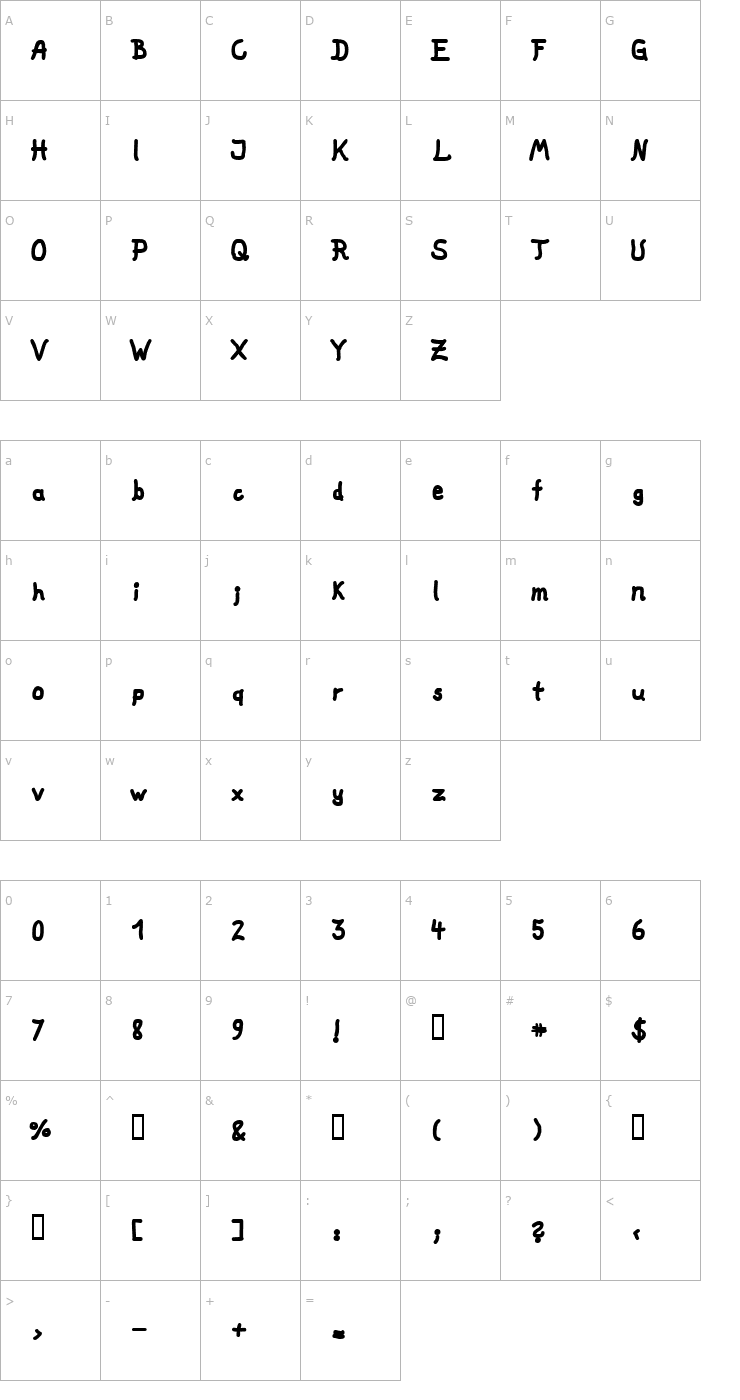 Character Map fat marker Font