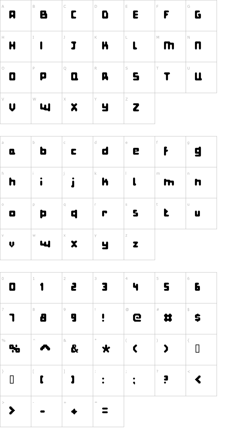 Character Map Fat Pixels Font