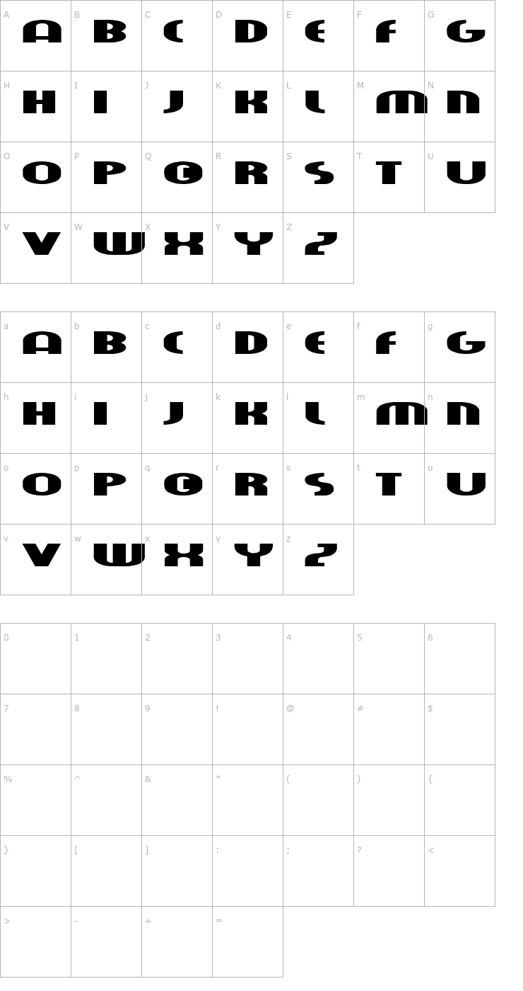 Character Map fatboy Font