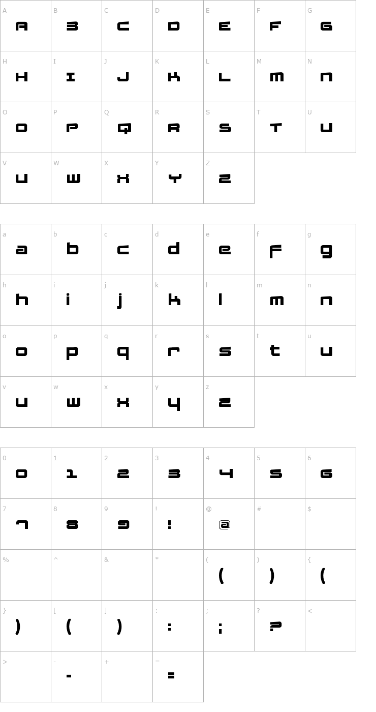 Character Map FatsansRotated Font