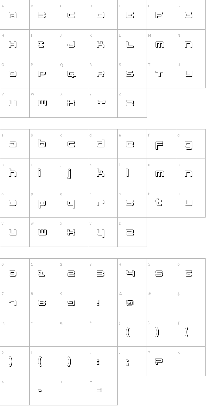 Character Map FatsansShadow Font