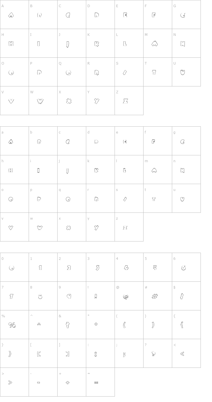 Character Map FatsoOutline Heavy Font