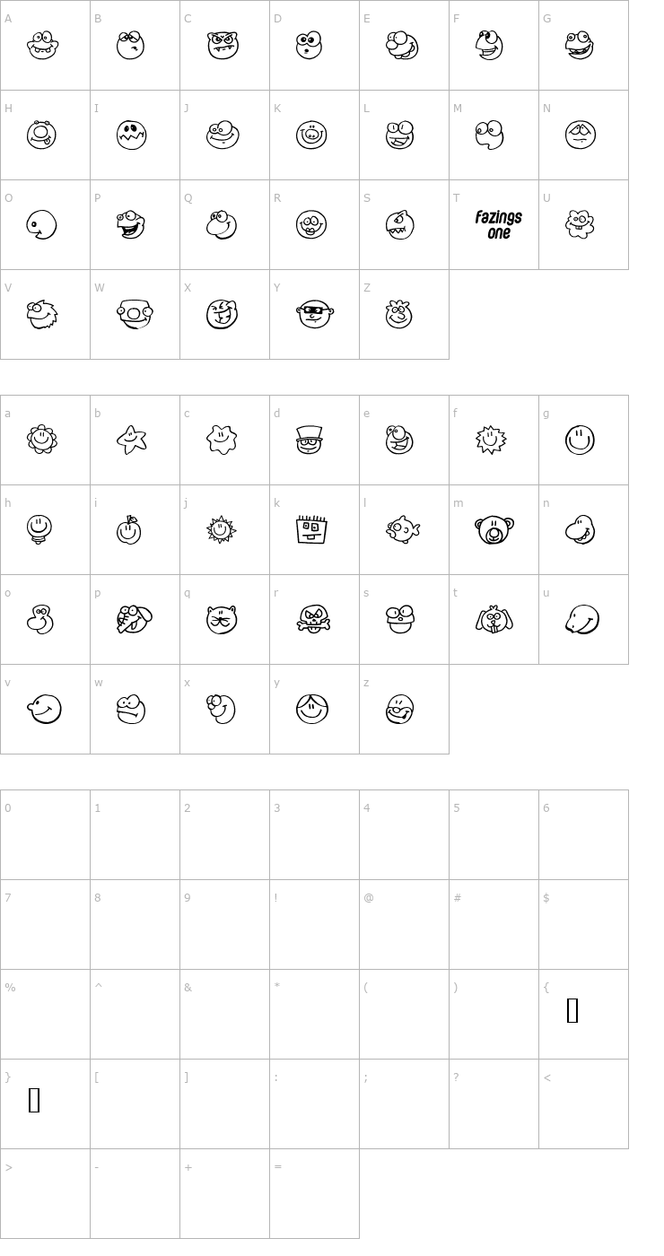 Character Map Fazings one Font