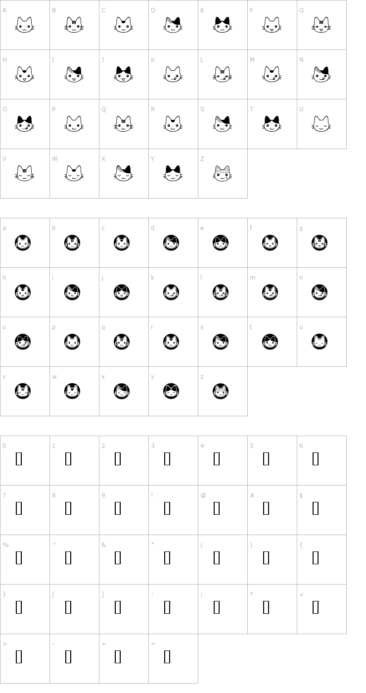 Character Map FB Nyan Font