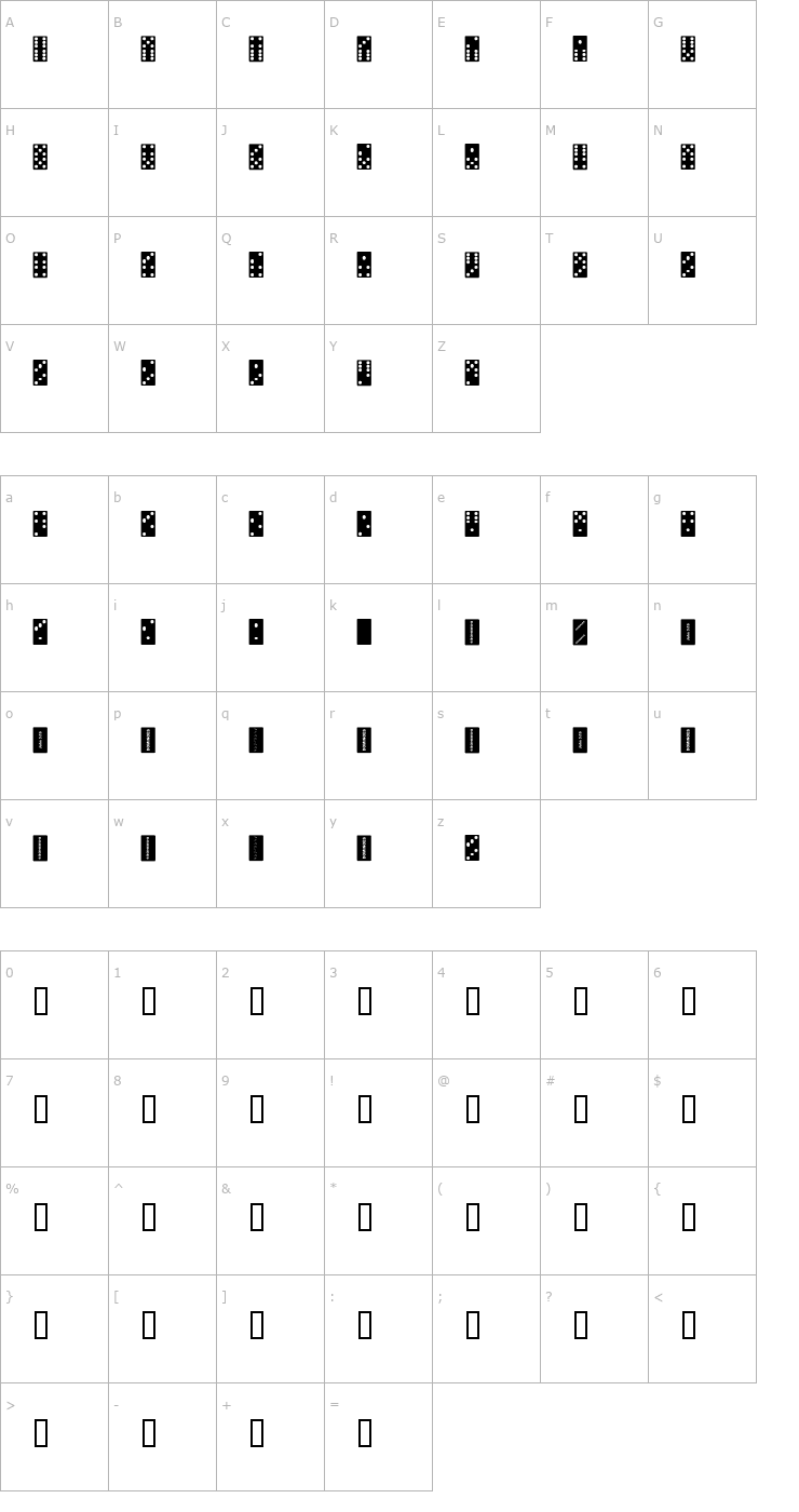 Character Map FE Dominoes Font