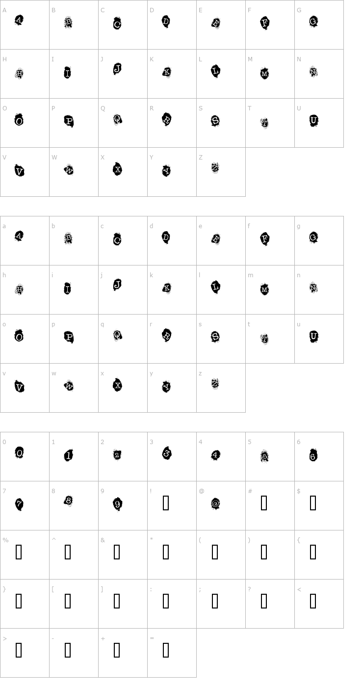 Character Map FE Fingerprints Inside Font