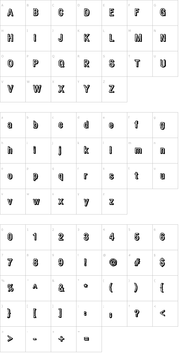 Character Map Fear Font