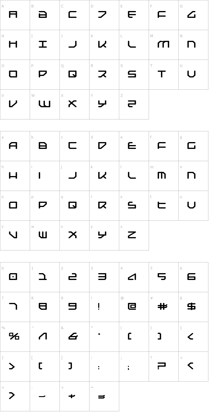 Character Map Federapolis Bold Expanded Font