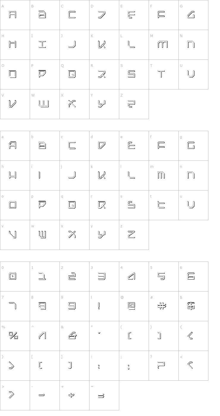 Character Map Federapolis Shadow Font