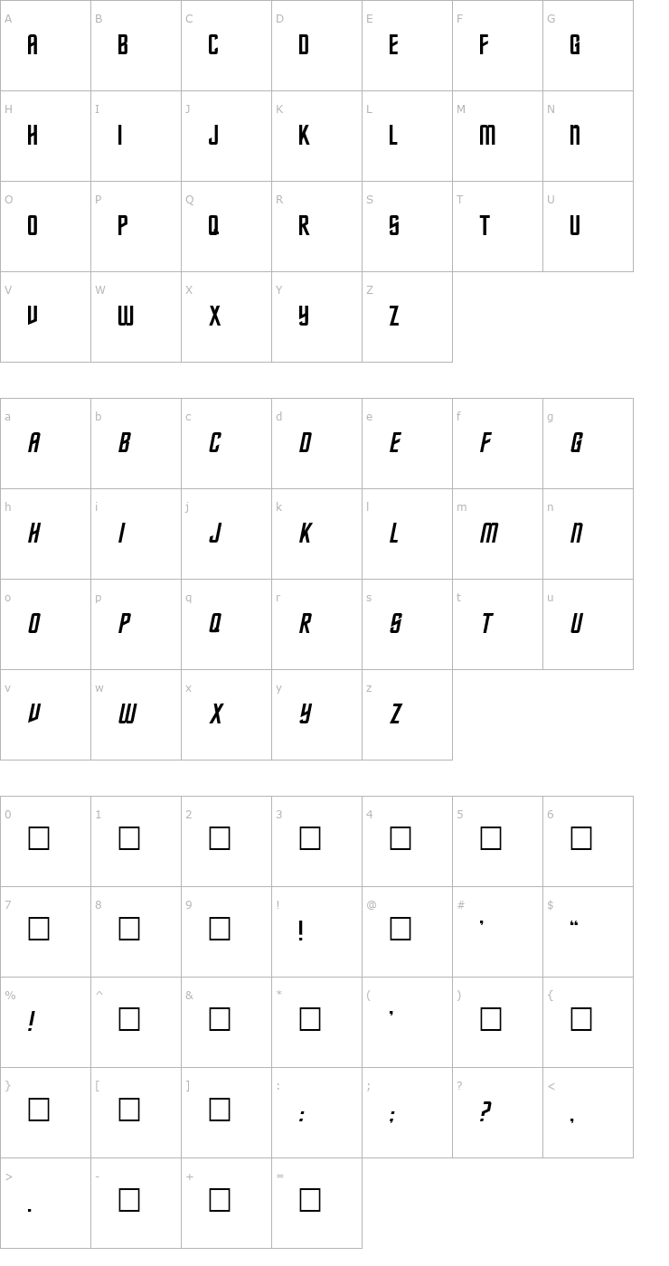 Character Map Federation Classic Font