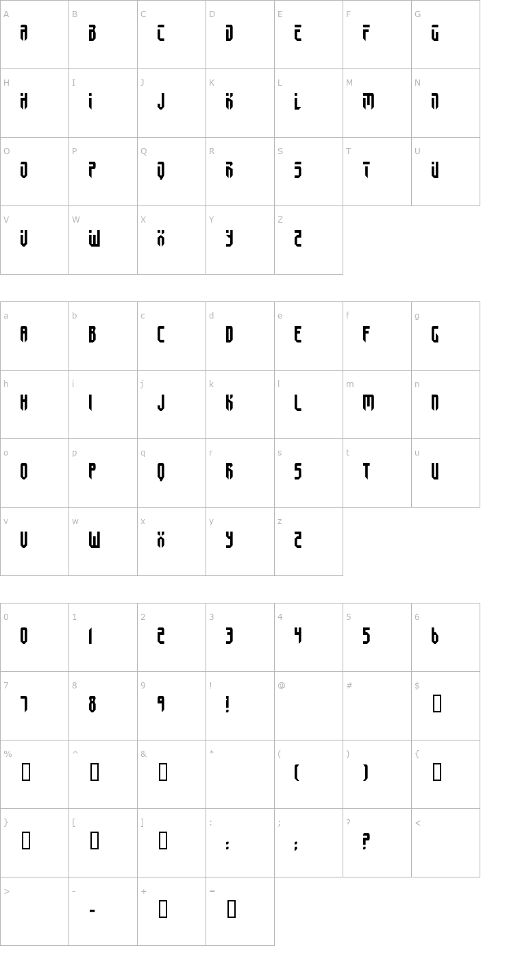 Character Map Fedyral II Font