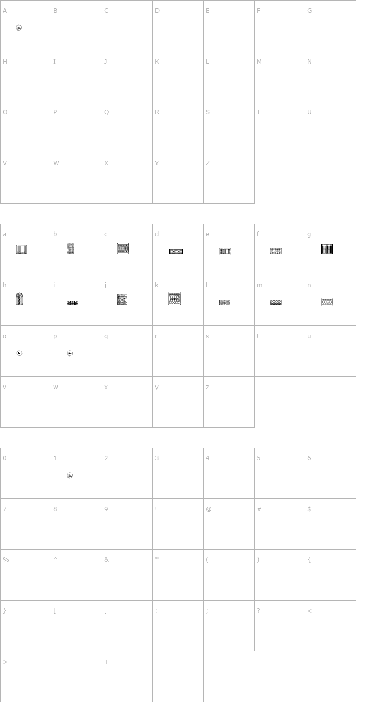 Character Map Fenced In LT Font