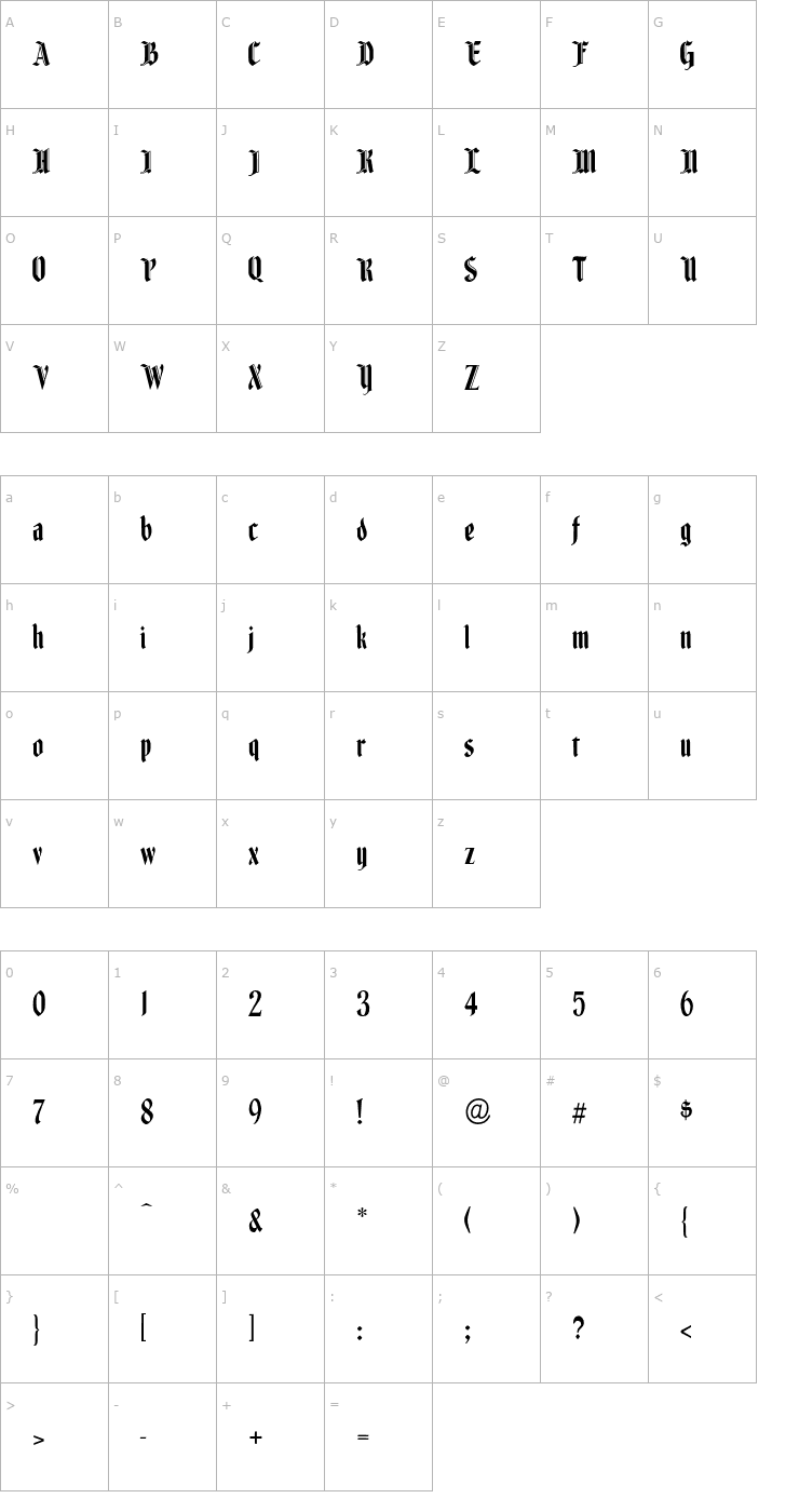 Character Map Fenwick-Regular Font