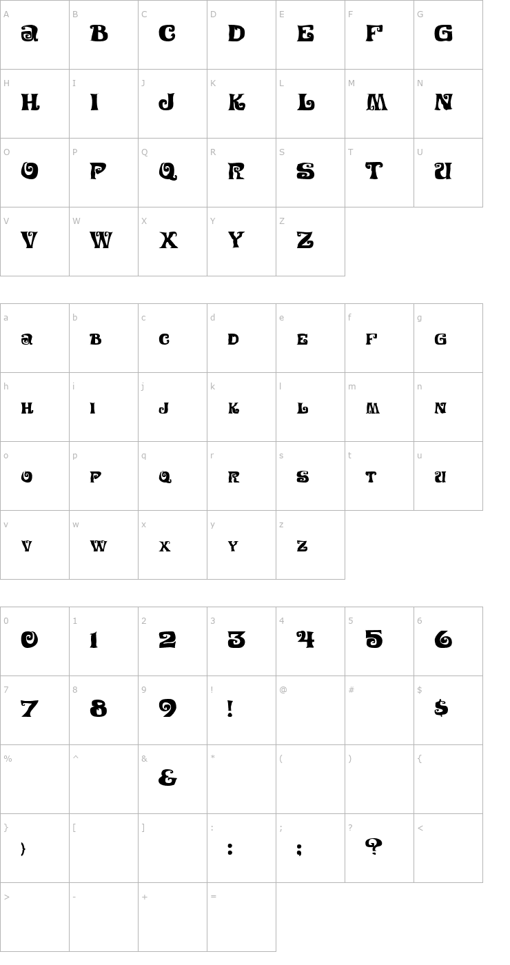 Character Map Festival Nights JL Font