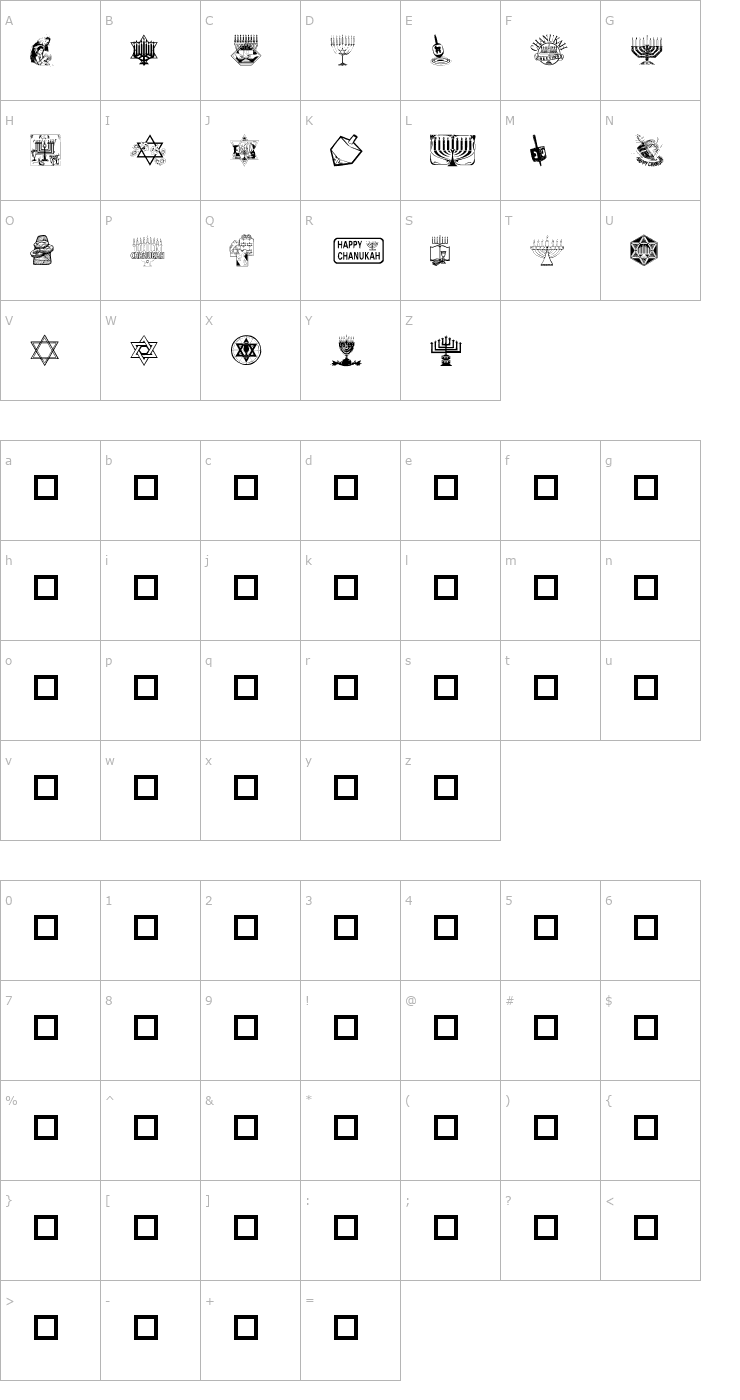 Character Map Festival of Lights Font