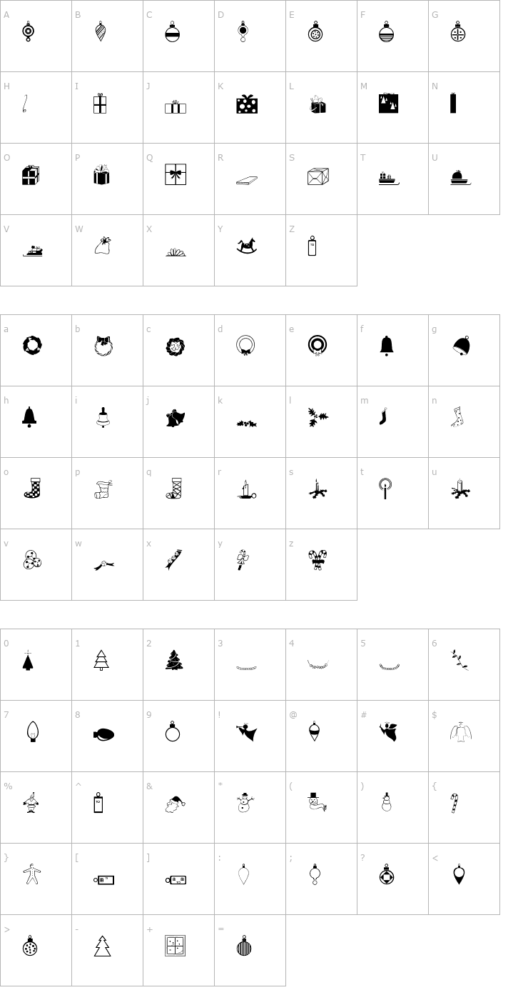 Character Map Festive Font