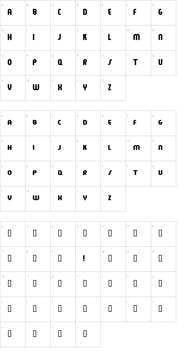 Character Map Feuerfeste Normal Font