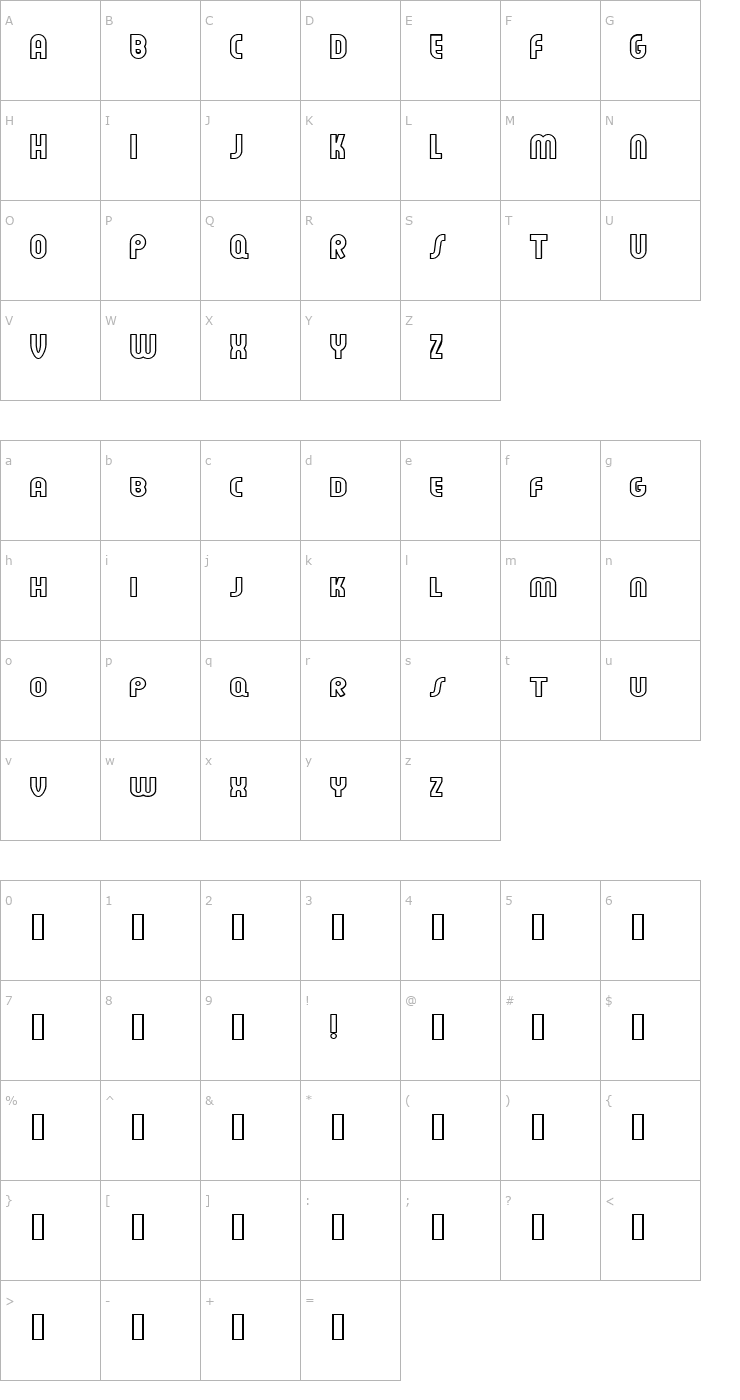 Character Map Feuerfeste Outline Normal Font