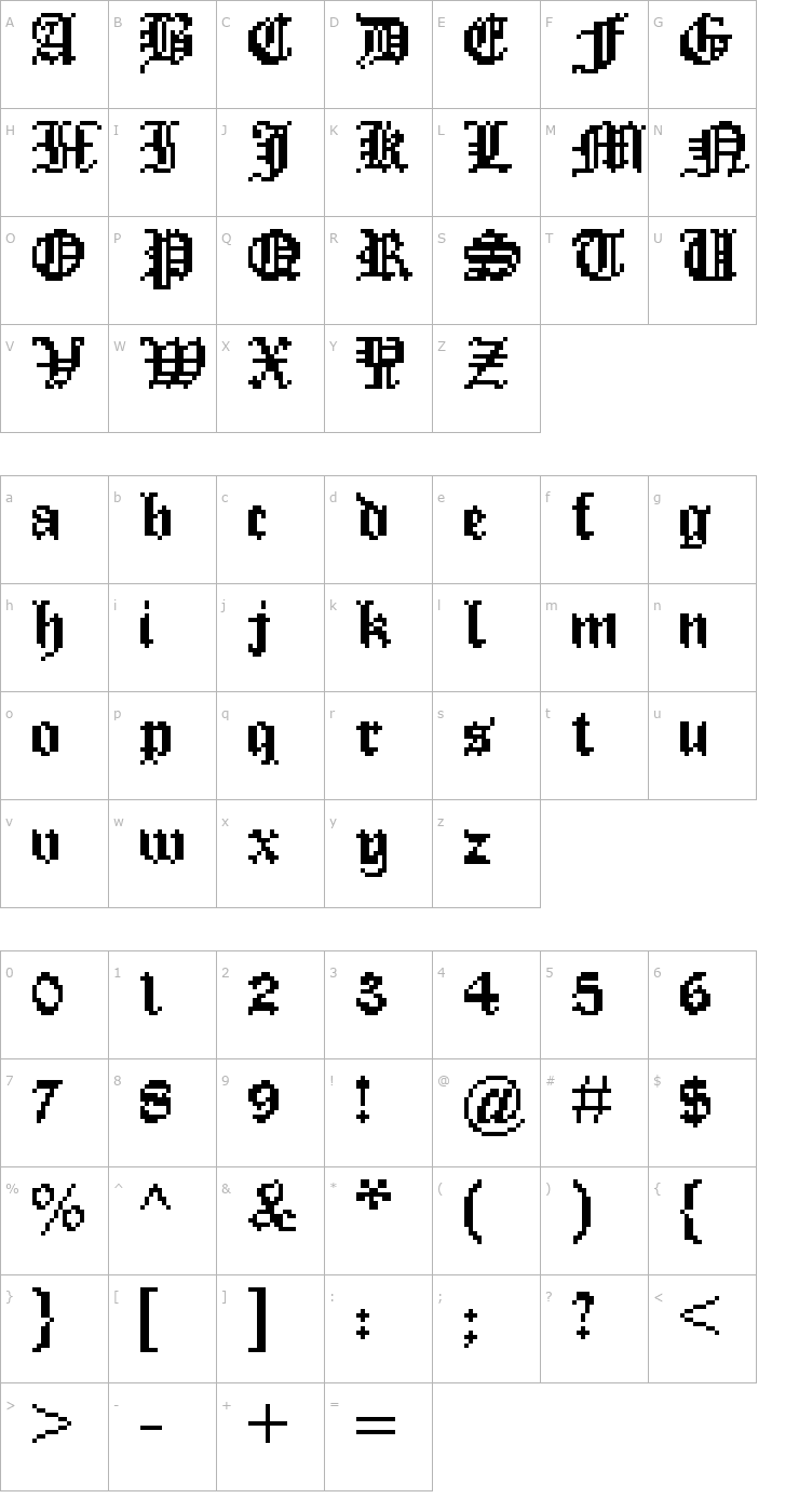 Character Map FFF Enchanted Font