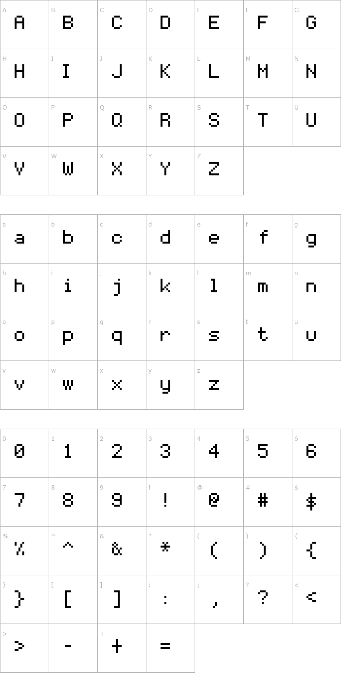 Character Map FFF Mono01 Font