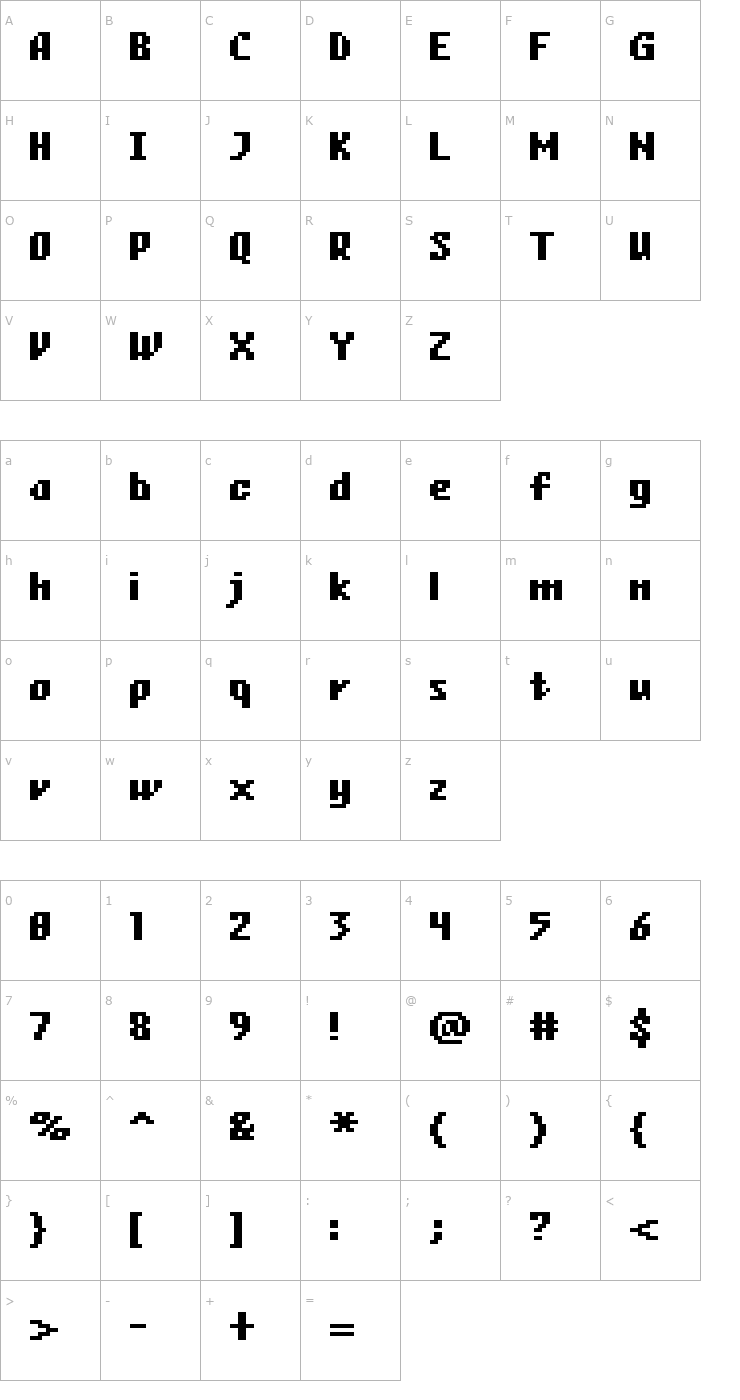 Character Map FFF Viewpoint Bold Extended Font