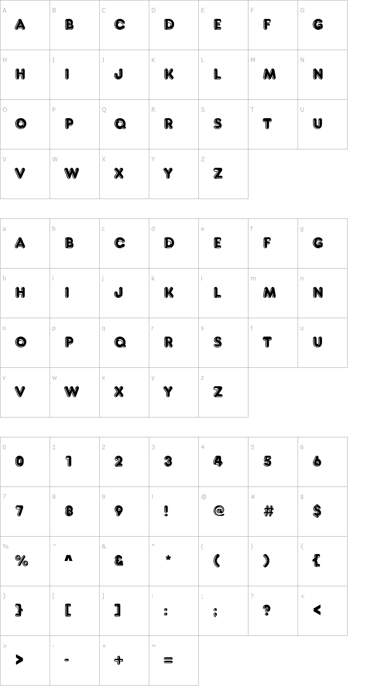 Character Map FFX Balloon Engraved Font