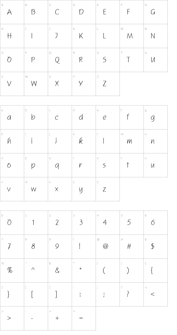 Character Map FFX Casual Font