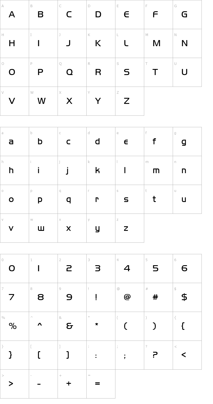 Character Map FFX Rounded Light Font