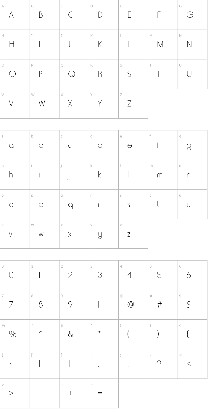 Character Map FFX Simple Thin Font